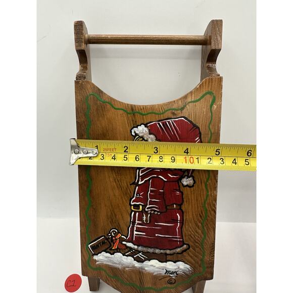 Vtg Hand Made Wooden Musical Sled Christmas Decor Artist Signed USA Cottage Core - Picture 6 of 8